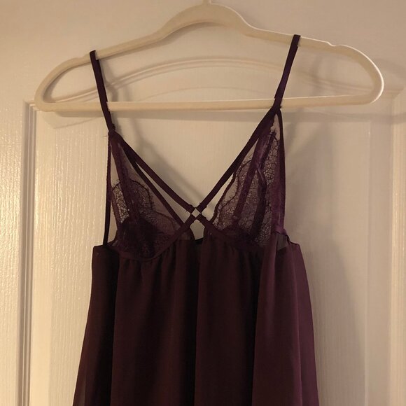 Victoria's Secret Maroon/Burgundy Babydoll Lingerie Top Large - Picture 1 of 6